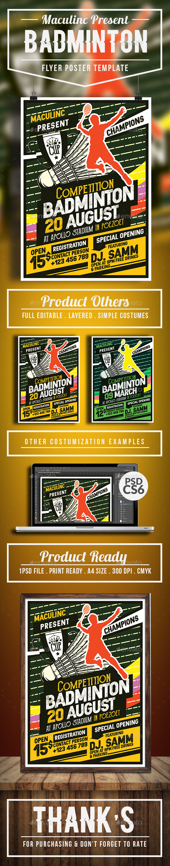 Badminton Competition Flyer/Poster - Sports Events