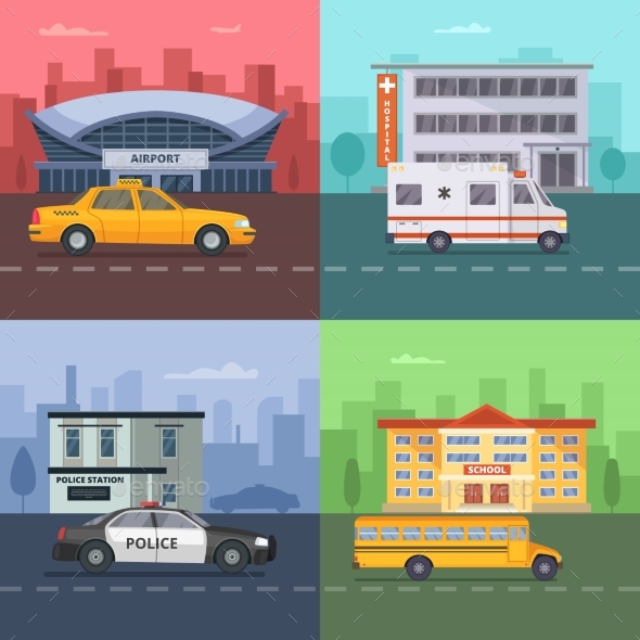 Background Illustrations with Different Municipal - Miscellaneous Vectors