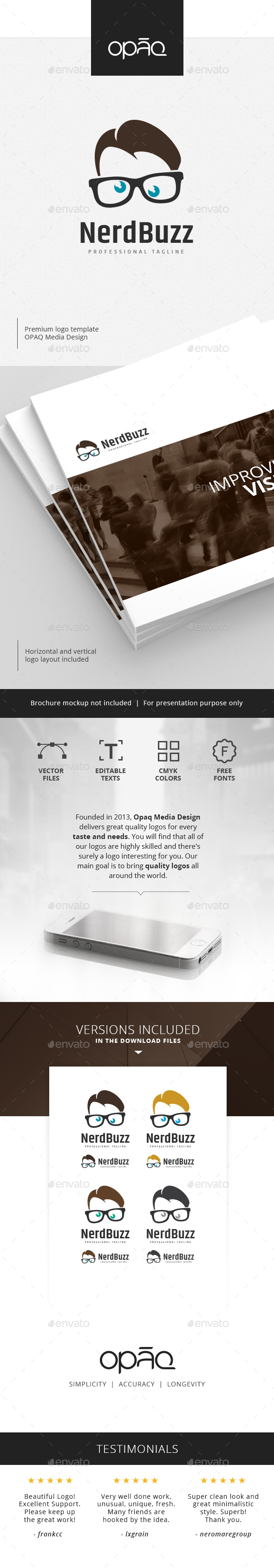 Glasses Nerd Buzz Logo - Humans Logo Templates