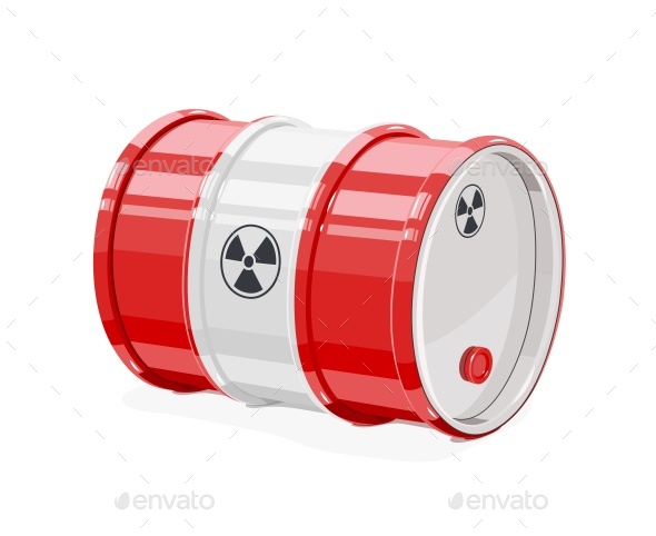 Red Metal Barrel for Toxic and Radioactive Waste - Man-made Objects Objects