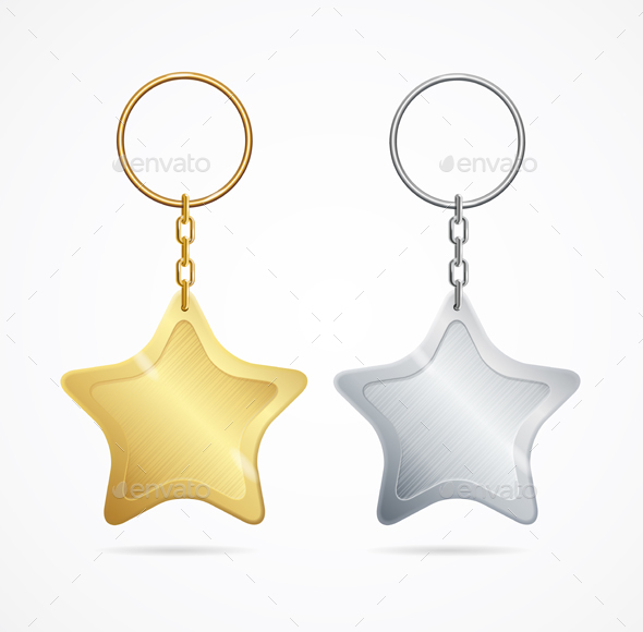 Realistic Template Metal Keychains Set - Man-made Objects Objects