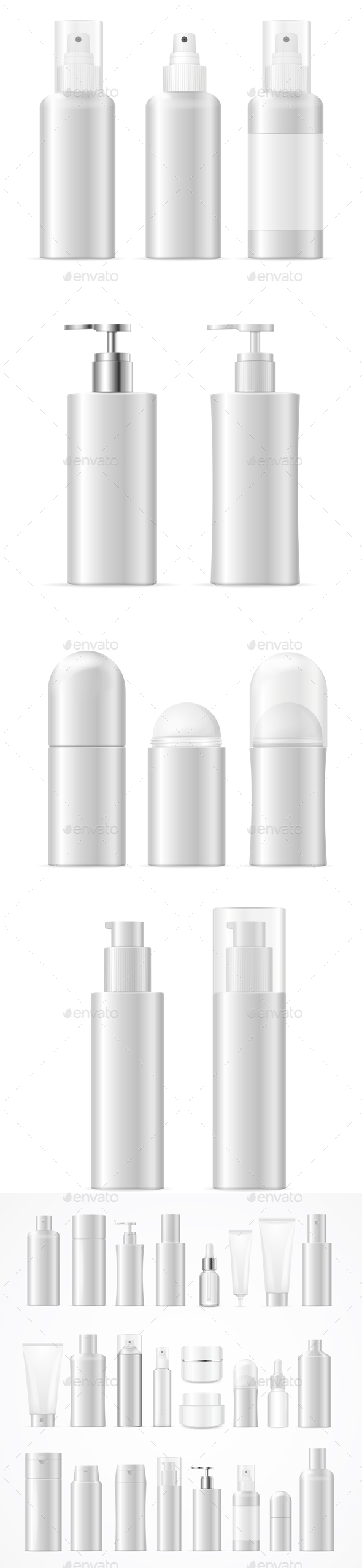 Cosmetic Bottles Set Isolated - Man-made Objects Objects