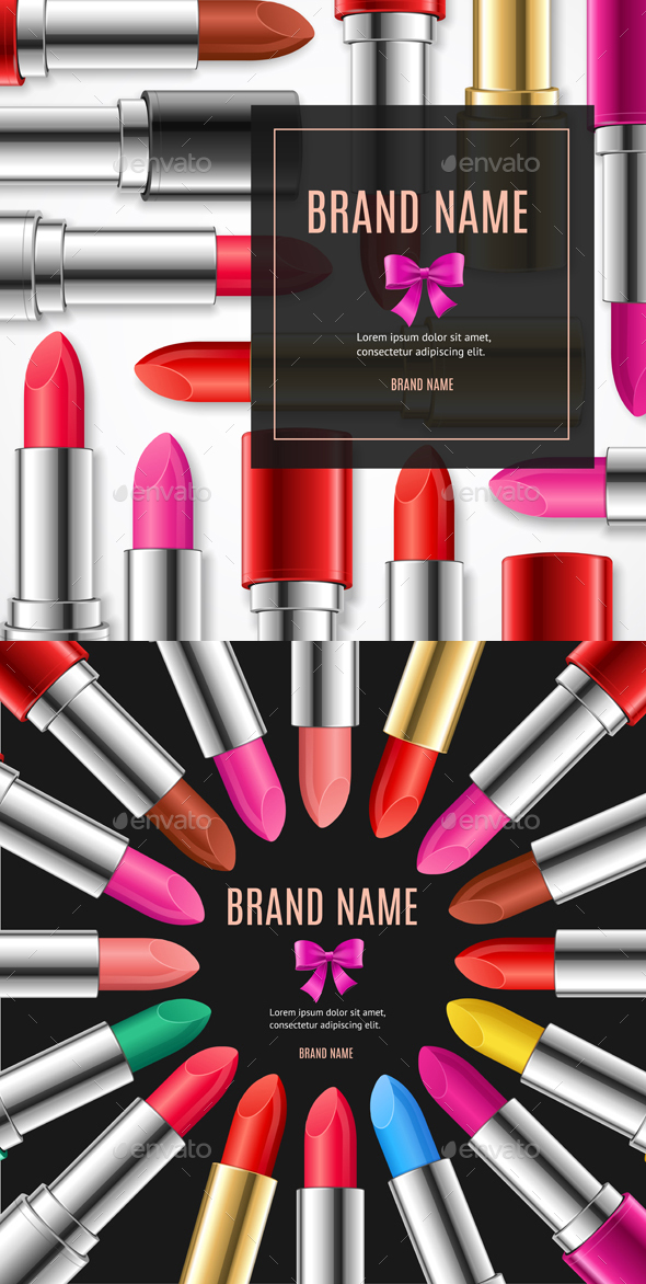 Realistic Lipstick Advertising Banner Card - Backgrounds Business