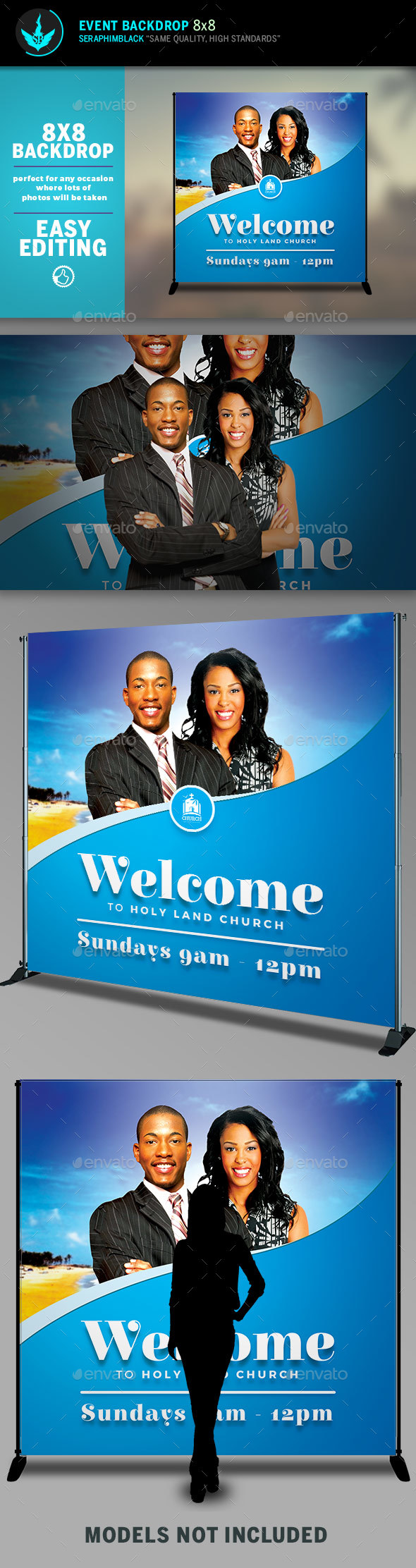 Church Welcome 8x8 Event Backdrop Template - Signage Print Templates