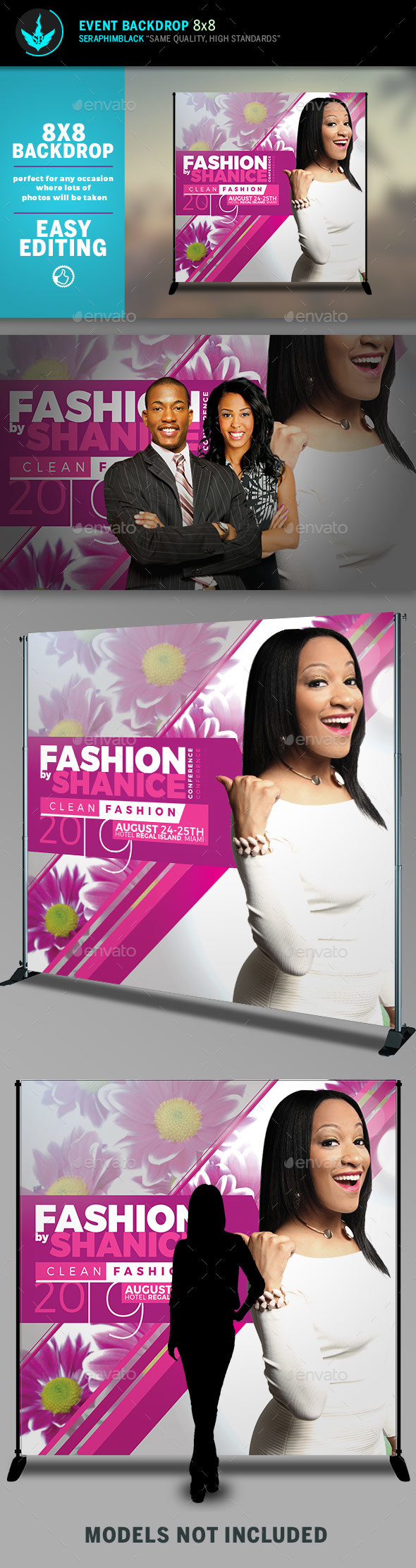 Fashion Conference 8x8 Event Backdrop Template - Signage Print Templates