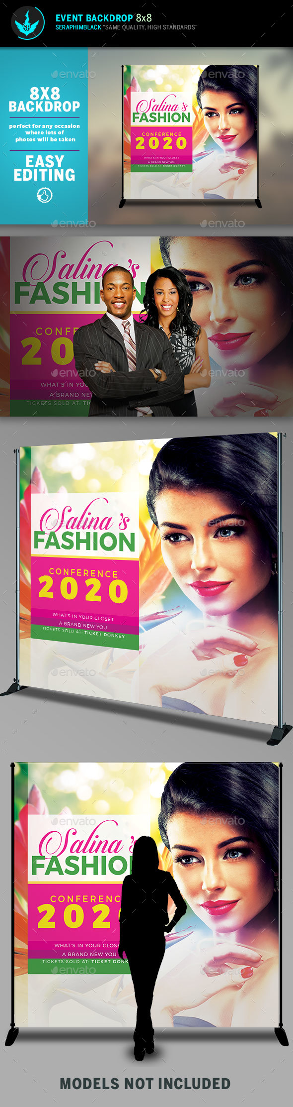 Fashion Conference 2 8x8 Event Backdrop Template - Signage Print Templates