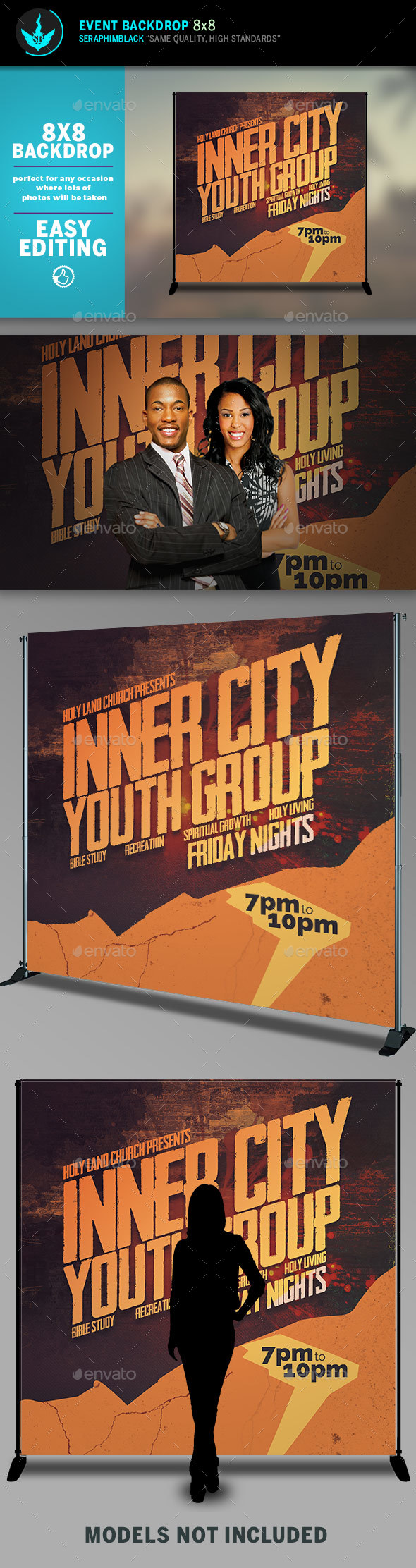 Inner City Youth Group 8x8 Event Backdrop Template - Signage Print Templates