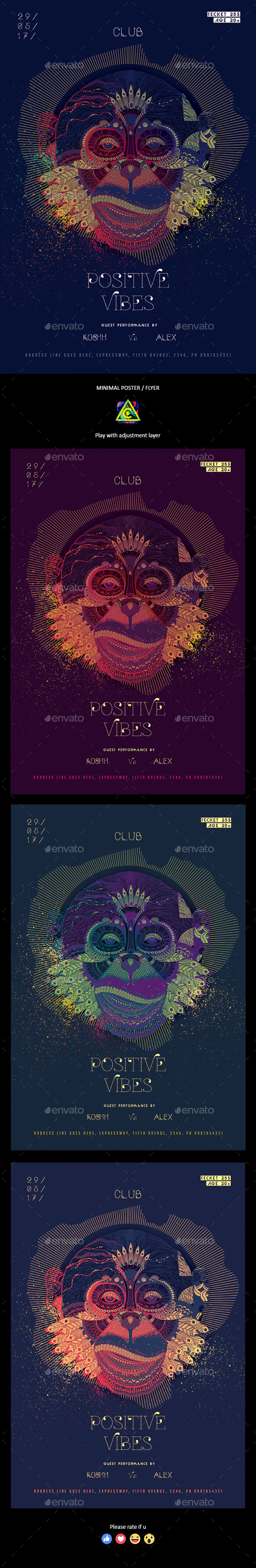 Positive Vibes Poster / Flyer - Clubs & Parties Events