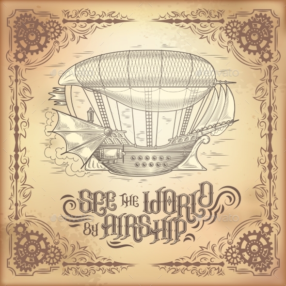 Vector Steampunk Poster, Illustration - Abstract Conceptual
