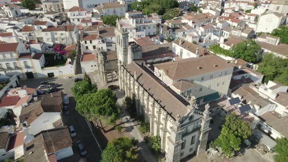 Church of Graça, architectural landmark in Évora, Alentejo, Portugal. Aerial view