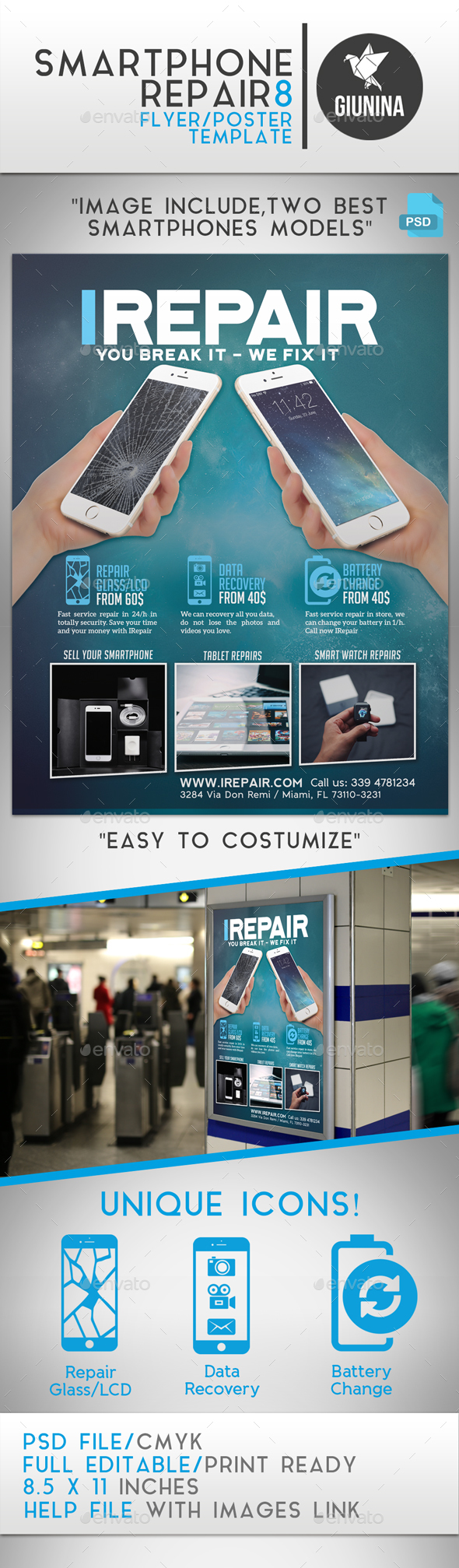 Smartphone Repair 8 Flyer/Poster - Commerce Flyers