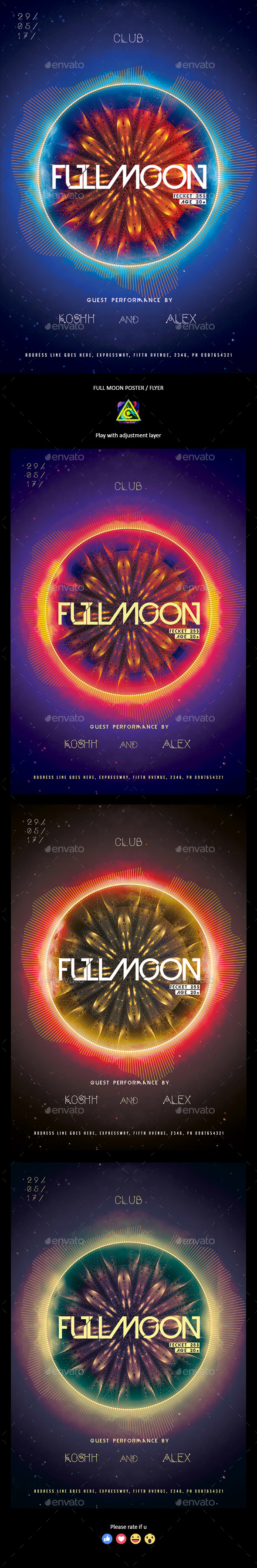 Full Moon Poster / Flyer - Clubs & Parties Events