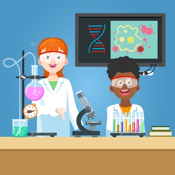 GraphicRiver Scientist and Student in Chemistry Laboratory 20486488 GraphicRiver Scientist and Student in Chemistry Laboratory 20486488