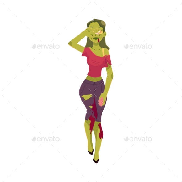Girl, Woman Dressed As Zombie Monster, Halloween - People Characters