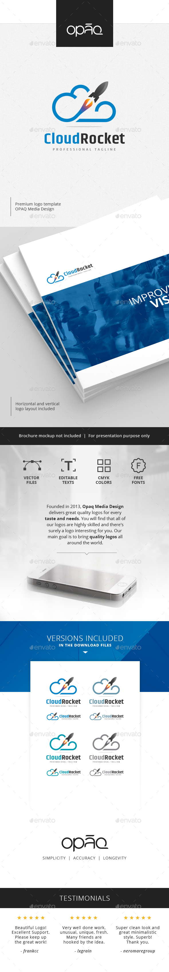 Cloud Rocket Flight Logo - Symbols Logo Templates