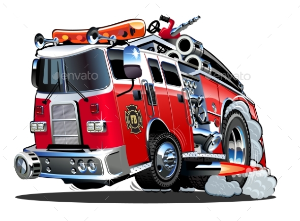 Vector Cartoon Firetruck