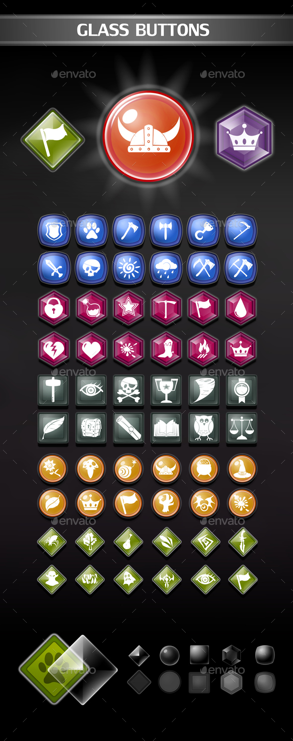 Glass Buttons - Miscellaneous Game Assets