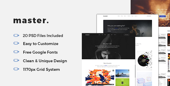 Master - Freelancer Video, Audio Portfolio PSD Template - Portfolio Creative