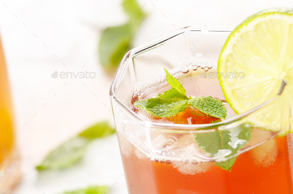 Lime and mint Fruit beer with ice