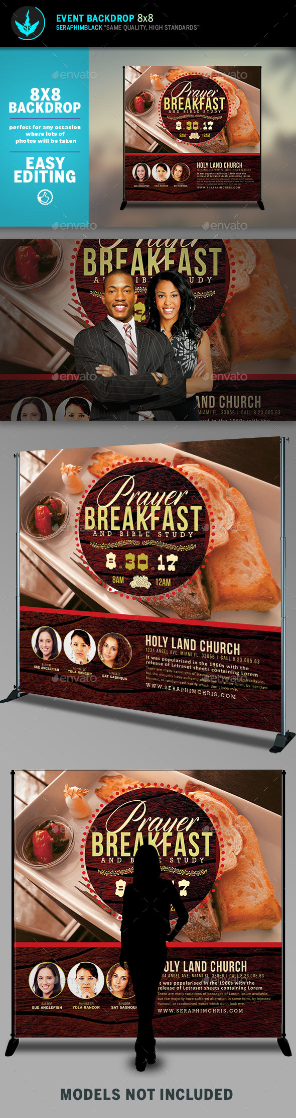 Prayer Breakfast 8x8 Event Backdrop Template - Signage Print Templates