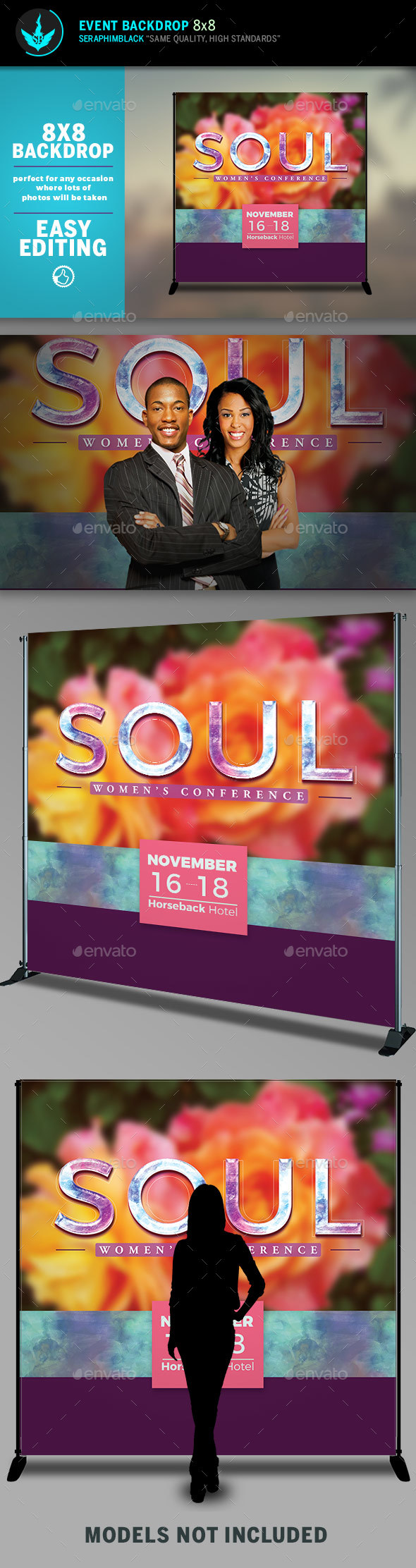 Soul Floral 8x8 Event Backdrop Template - Signage Print Templates