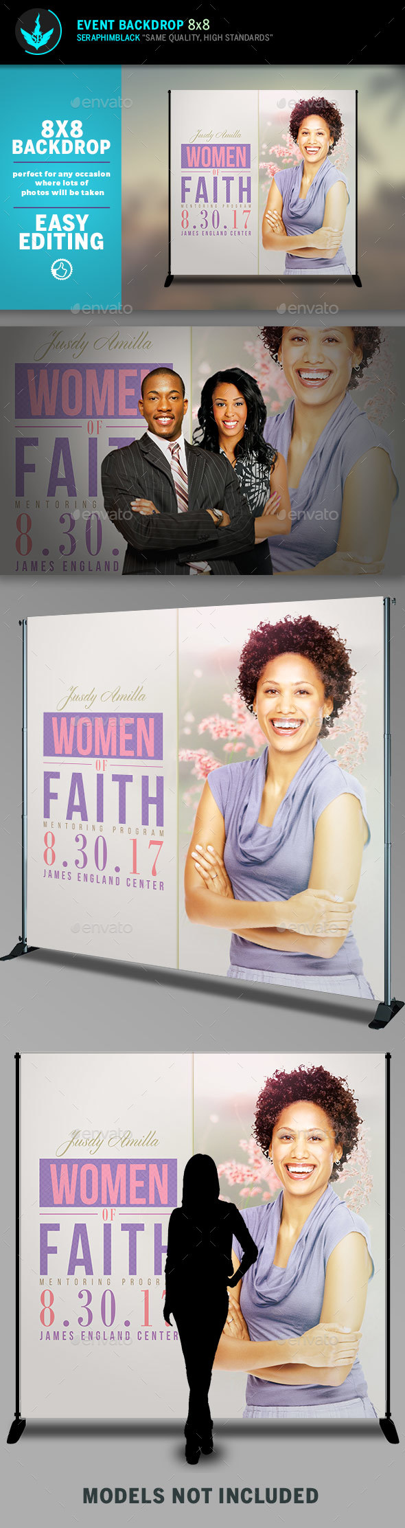 Women of Faith 8x8 Event Backdrop Template - Signage Print Templates