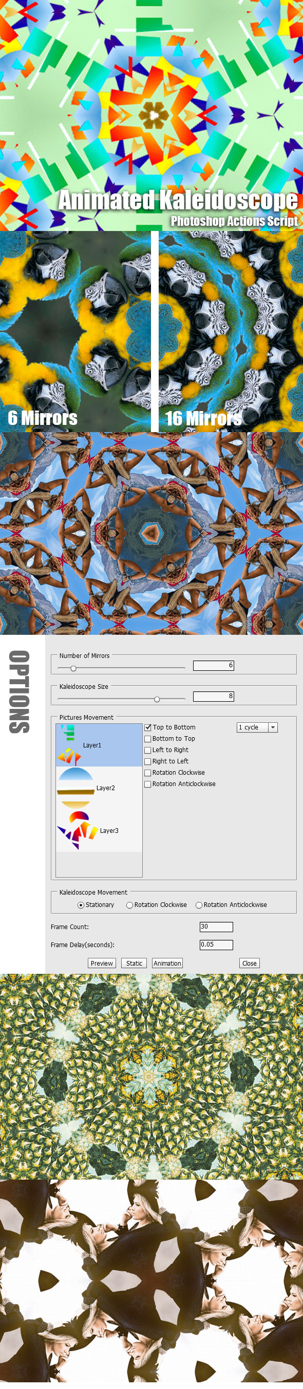 Animated Kaleidoscope Photoshop Add-on - Actions Photoshop
