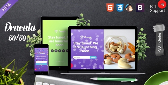 ThemeForest Dracula 50-50 Coming soon HTML Template 20356300 ThemeForest Dracula 50-50 Coming soon HTML Template 20356300