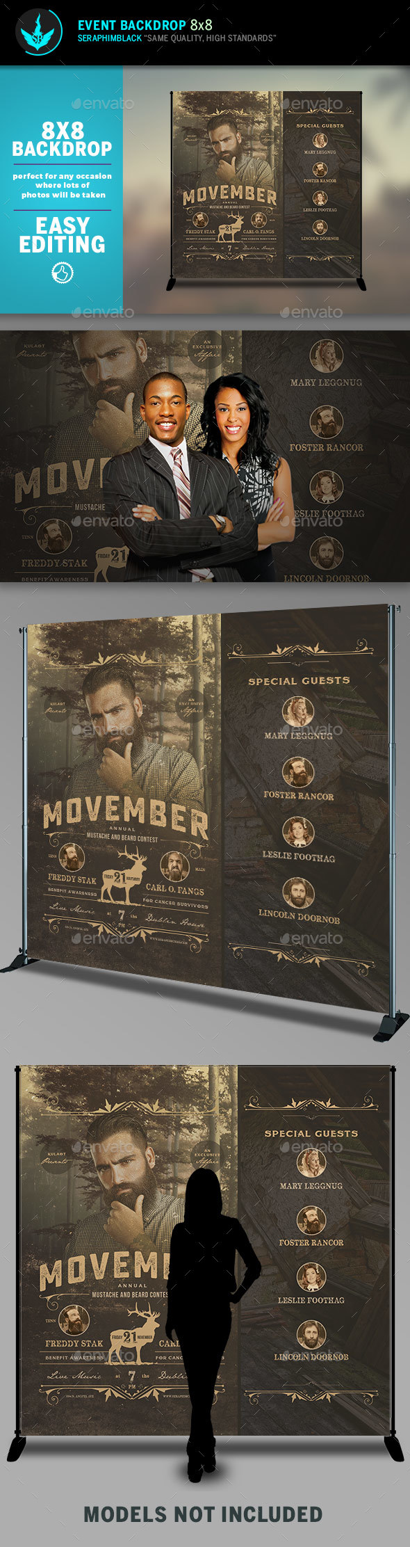 Movember 8x8 Event Backdrop Template - Signage Print Templates