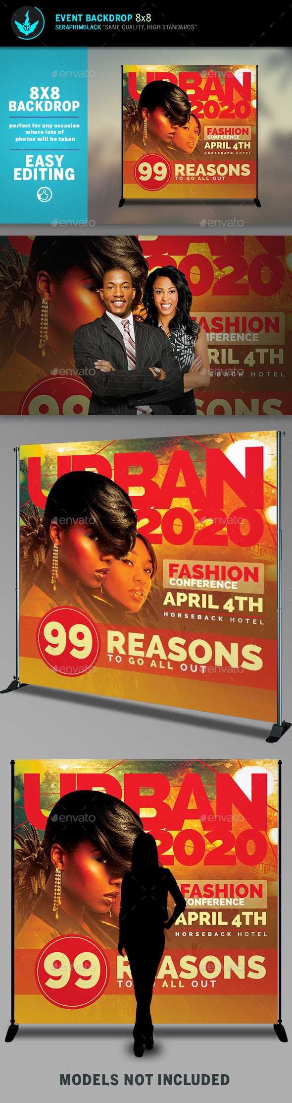 Fashion Conference 3 8x8 Event Backdrop Template - Signage Print Templates