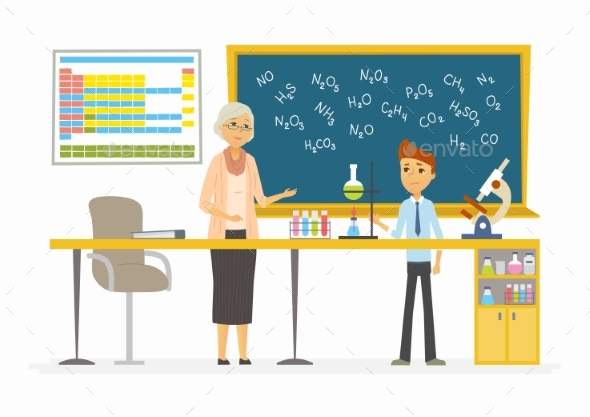 Chemistry Lesson - Modern Cartoon People - People Characters