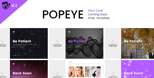 Popeye – Next Level Responsive HTML5 Coming Soon Template - Under Construction Specialty Pages