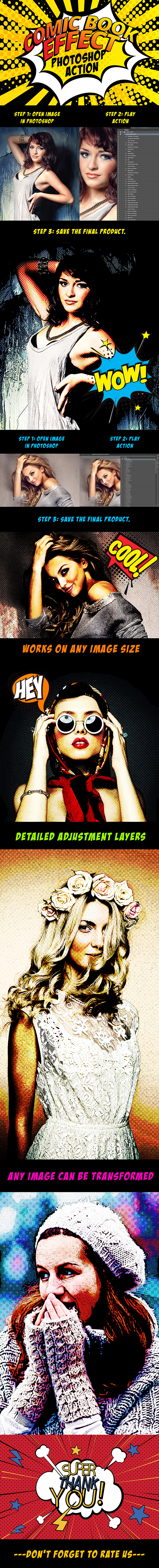 Universal Comic Book Effect Photoshop Action - Photo Effects Actions