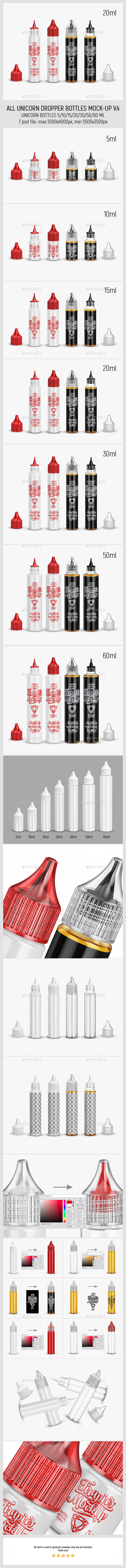 All Unicorn Dropper Bottles Mock-up v.4 - Miscellaneous Packaging