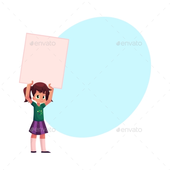 Little Girl, Child, Kid Holding Blank Empty Poster - People Characters