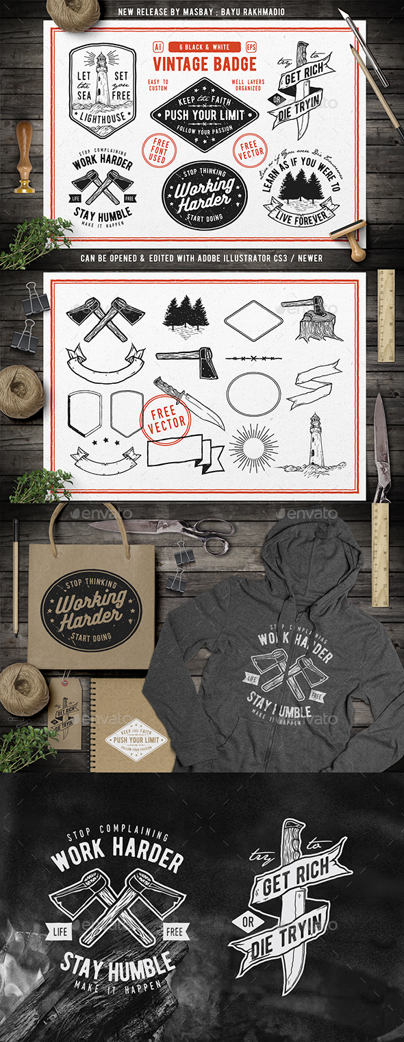 6 Hipster Vintage Badges