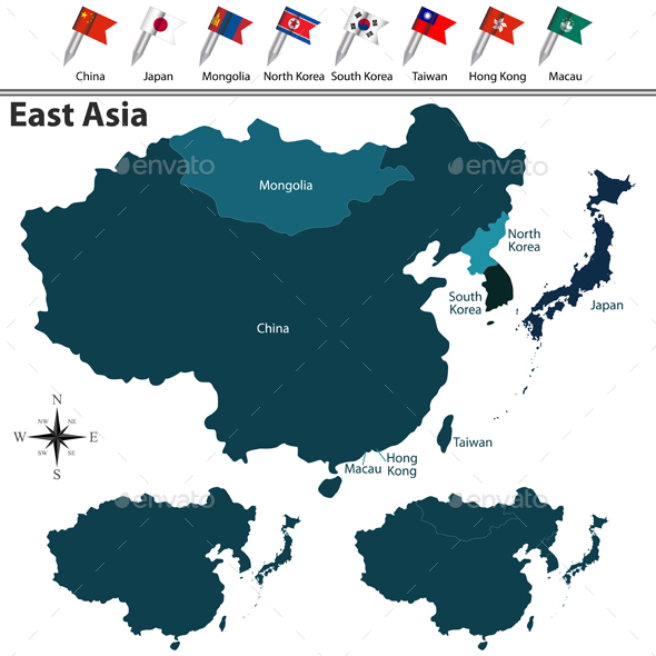 Political Map of East Asia - Travel Conceptual