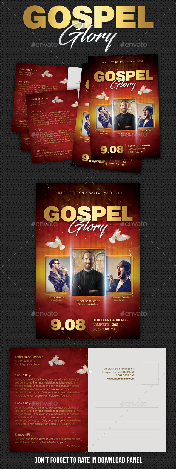 Gospel Fest Postcard V2 - Cards & Invites Print Templates