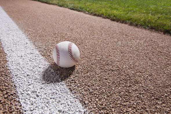 Low Angle View of a Baseball on a Basepath