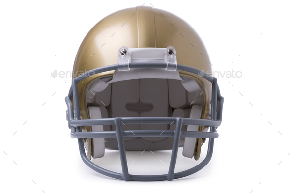 Gold Football Helmet Isolated on White Background Stock Photo by