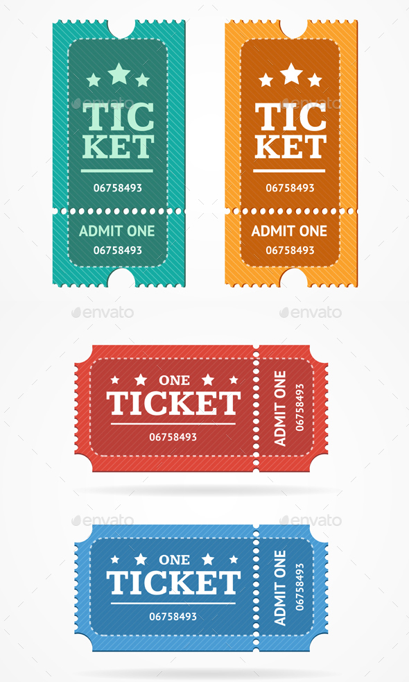 Ticket Icon Blank Admit Set Retro Old Style - Miscellaneous Conceptual