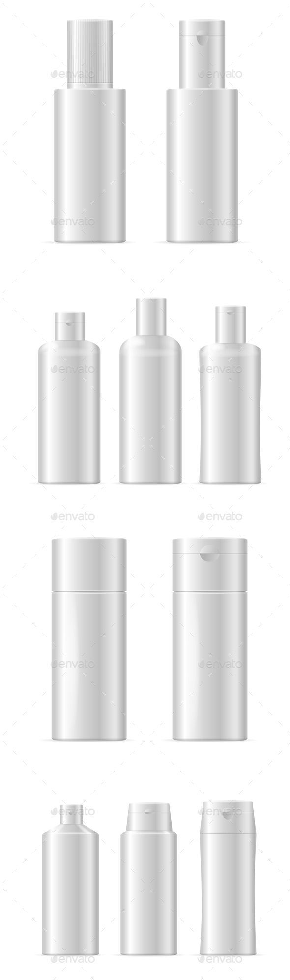 Realistic Template Blank White Shampoo Cosmetic Bottles Isolated - Man-made Objects Objects