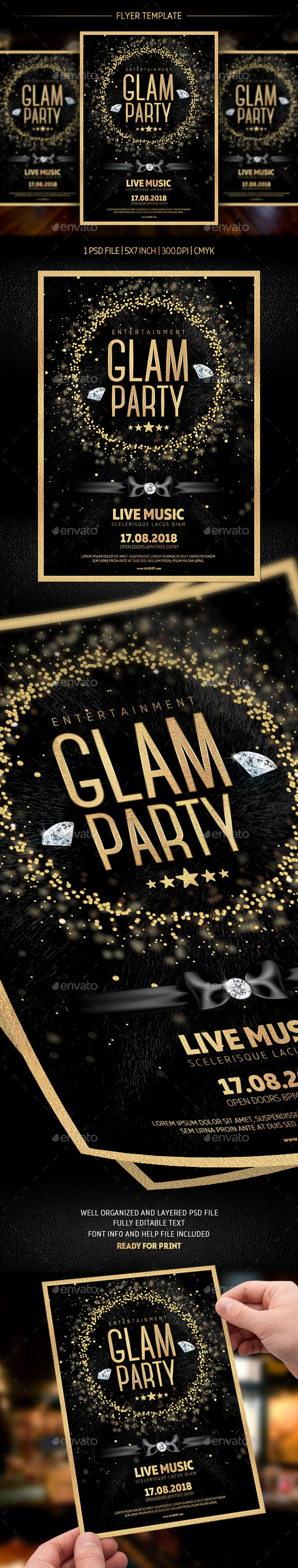 Glam Party Flyer Template - Flyers Print Templates