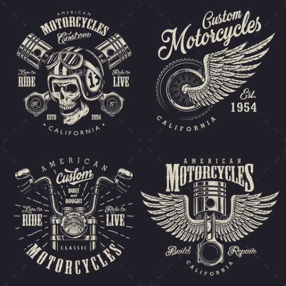GraphicRiver Set of Custom Motorcycle Emblems 20495237 GraphicRiver Set of Custom Motorcycle Emblems 20495237