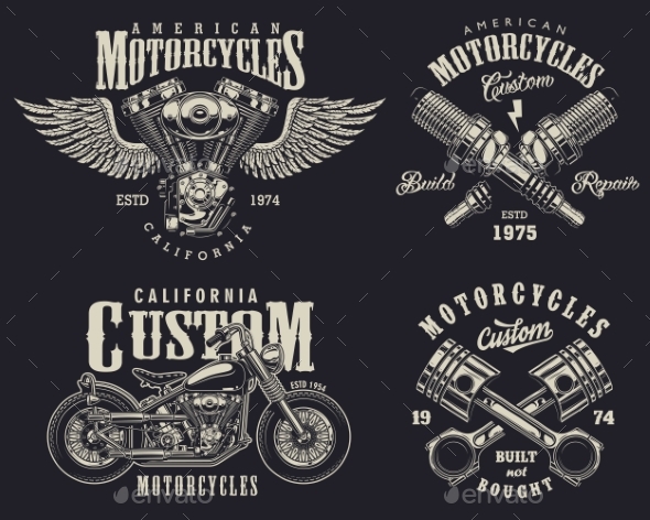 GraphicRiver Set of Custom Motorcycle Emblems 20495238 GraphicRiver Set of Custom Motorcycle Emblems 20495238