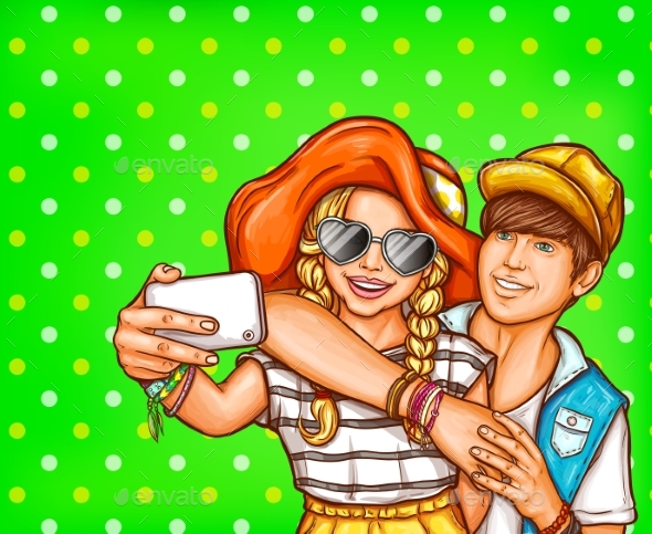 Vector Pop Art Illustration of a Selfie