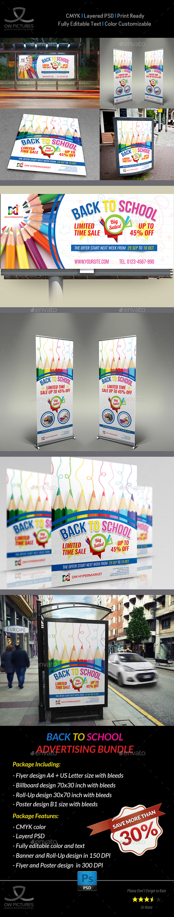 Back To School Advertising Package - Signage Print Templates