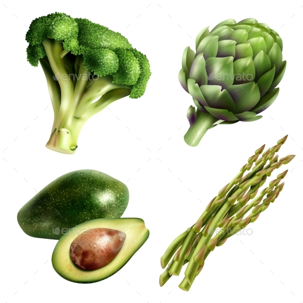 GraphicRiver Set Of Vegetables In Realistic Style 20497130