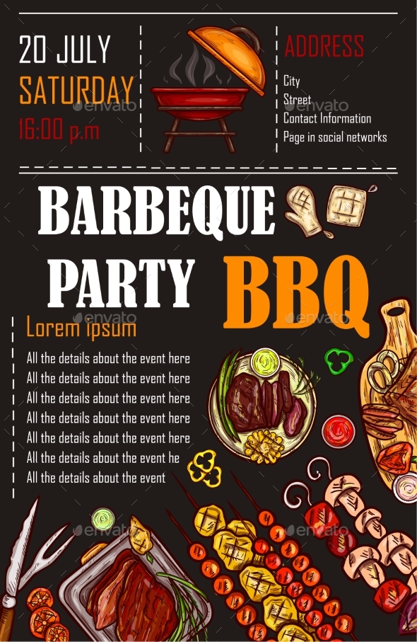 Illustration of a BBQ Menu Template - Food Objects