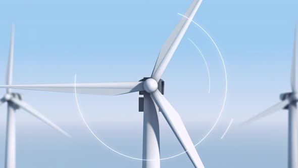 Wind Turbines on a Blue Background. Use Wind Energy. Renewable Resources alt